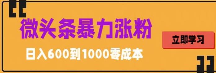 【虎哥副业项目5970期】微头条暴力涨粉技巧搬运文案就能涨几万粉丝，简单0成本，日赚600缩略图