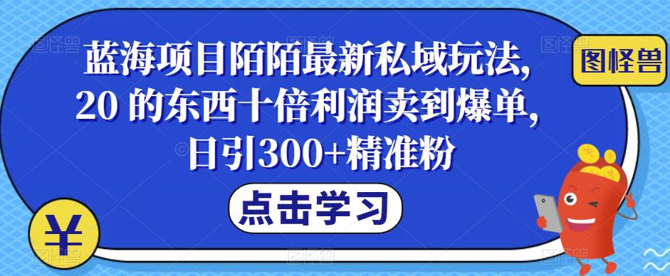 【虎哥副业项目6699期】蓝海项目陌陌最新私域玩法，20 的东西十倍利润卖到爆单，日引300+精准粉【揭秘】缩略图