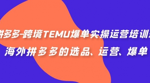 【虎哥副业项目7128期】拼多多-跨境TEMU爆单实操运营培训班，海外拼多多的选品、运营、爆单缩略图