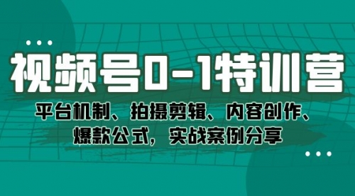 【虎哥副业项目7596期】视频号0-1特训营：平台机制、拍摄剪辑、内容创作、爆款公式，实战案例分享缩略图