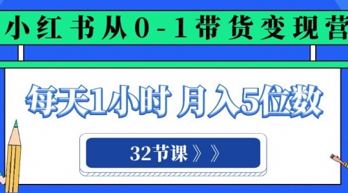 【虎哥副业项目8315期】小红书 0-1带货变现营，每天1小时，轻松月入5位数（32节课）缩略图