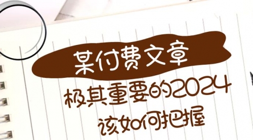 【虎哥副业项目8537期】极其重要的2024该如何把握？缩略图