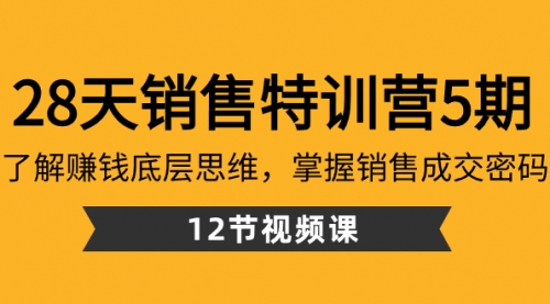 【虎哥副业8768期】28天·销售特训营5期：了解赚钱底层思维，掌握销售成交密码（12节课）缩略图