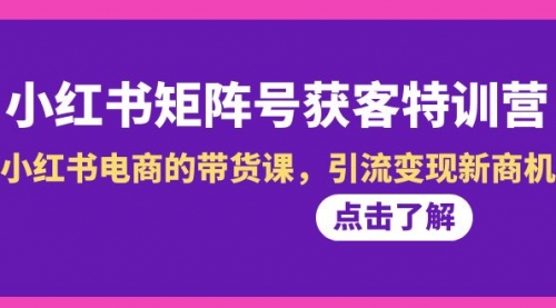 【虎哥副业8962期】小红书-矩阵号获客特训营-第10期，小红书电商的带货课，引流变现新商机缩略图