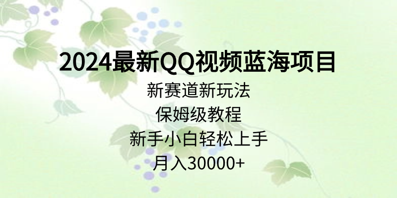 2024最新QQ视频蓝海项目：新赛道新玩法，保姆级教程，新手小白轻松上手，月入30000+缩略图