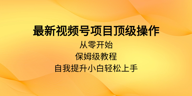 最新视频号项目顶级操作 从零开始，保姆级教程，自我提升小白轻松上手缩略图